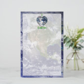 Iハート地球(I♥地球)と地球のトリミング 便箋 (スタンド正面)