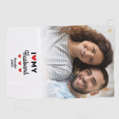 Iハート夫の写真おもしろいゴルファーモダンカスタム ゴルフタオル (横)