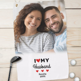 Iハート夫の写真おもしろいゴルファーモダンカスタム ゴルフタオル