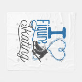 Iハート姿スケートで滑る フリースブランケット (正面(横))