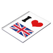 Iハート愛イギリスのイギリスの英国国旗の旗 ノートブック (左側)