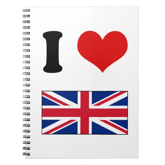 Iハート愛イギリスのイギリスの英国国旗の旗 ノートブック (正面)