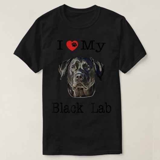 Iハート愛My Black LabポートレートのラブラドールFac Tシャツ (デザイン正面)