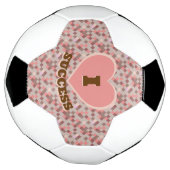 Iハート成功パター市松模様にンコーラルブラウンピンク サッカーボール (回転)