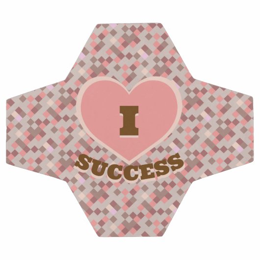 Iハート成功パター市松模様にンコーラルブラウンピンク サッカーボール (フラット)