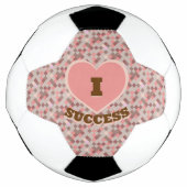 Iハート成功パター市松模様にンコーラルブラウンピンク サッカーボール (正面)