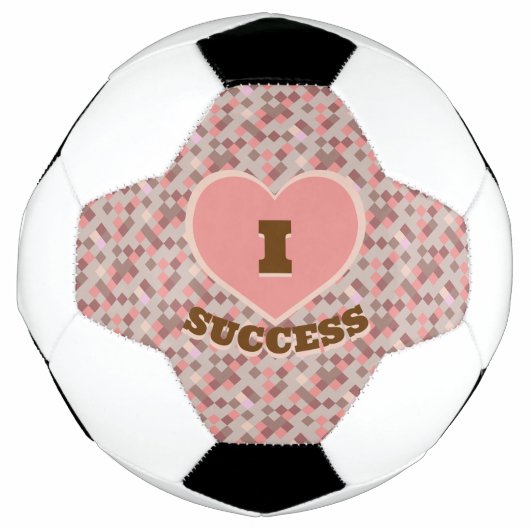 Iハート成功パター市松模様にンコーラルブラウンピンク サッカーボール (正面)
