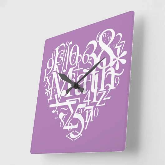 Iハート数学、おもしろい科学、数学先生 スクエア壁時計 (傾斜)
