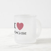 Iハート犬のTシャツおよびギフト フロストグラスマグカップ (正面右)