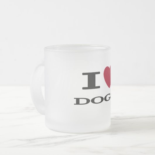 Iハート犬のTシャツおよびギフト フロストグラスマグカップ (正面左)