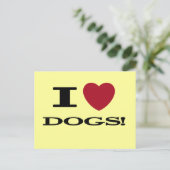 Iハート犬のTシャツおよびギフト ポストカード (スタンド正面)