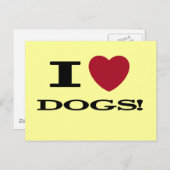 Iハート犬のTシャツおよびギフト ポストカード (正面/裏面)