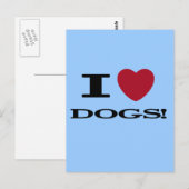 Iハート犬のTシャツおよびギフト ポストカード (正面/裏面)