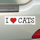 Iハート猫 バンパーステッカー (車上)