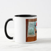 Iハート猫、窓辺の猫の写真 マグカップ (左)