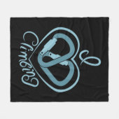 Iハート登山(カラビナー)おもしろいロック登山 フリースブランケット (正面(横))