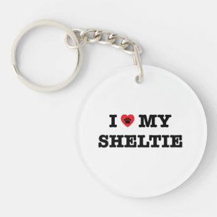 Iハート私のシェットランド・シープドッグのアクリルKeychain キーホルダー