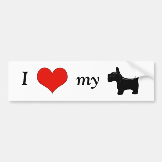 Iハート私のスコッチテリアのバンパーステッカー バンパーステッカー (正面)