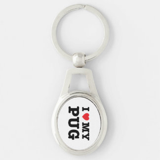 Iハート私のパグの金属Keychain キーホルダー