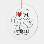 Iハート私のピット・ブルの足-犬、ペット、親友 セラミックオーナメント (左)