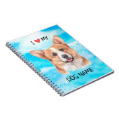 Iハート私のペンブロークのウェルシュコーギー犬ペット水彩画 ノートブック (右側)