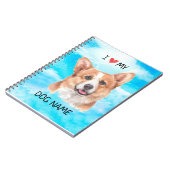 Iハート私のペンブロークのウェルシュコーギー犬ペット水彩画 ノートブック (左側)