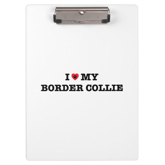 Iハート私のボーダーコリー クリップボード (正面)