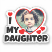 Iハート私の娘の写真パーソナライズされたビニールカット シール (正面)