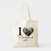 Iハート私の犬カスタムのペットの写真と名前トートバッグ トートバッグ (正面)