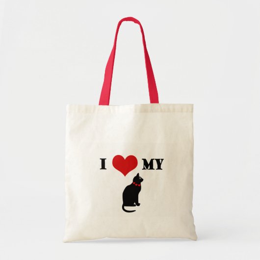 Iハート私の猫 トートバッグ (正面)