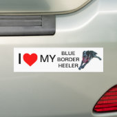 Iハート私の青いボーダーHeeler バンパーステッカー (車上)