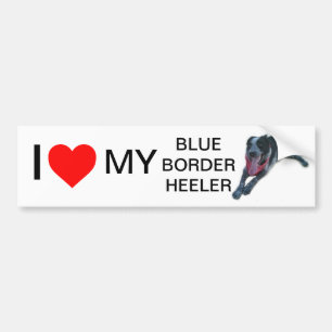 Iハート私の青いボーダーHeeler バンパーステッカー