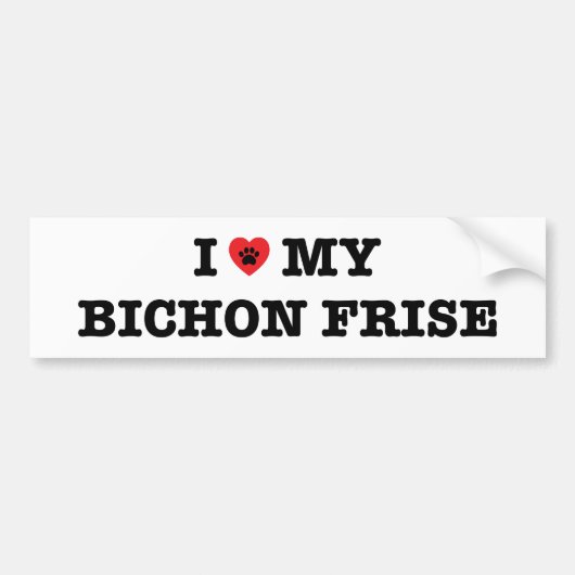 Iハート私のBichon Frise バンパーステッカー (正面)