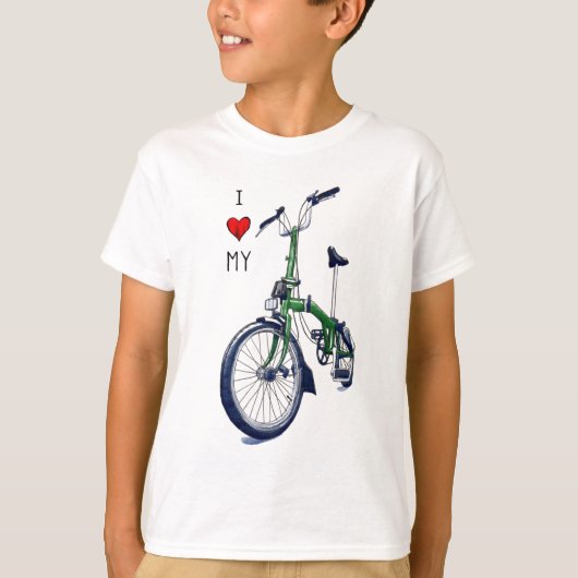 Iハート私のBrompton (緑) Tシャツ (正面)