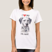 Iハート私のDalmatian犬ペット水彩画 Tシャツ (正面)