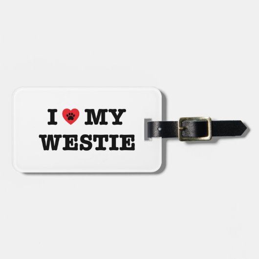 Iハート私のWestie ラゲッジタグ (正面横)