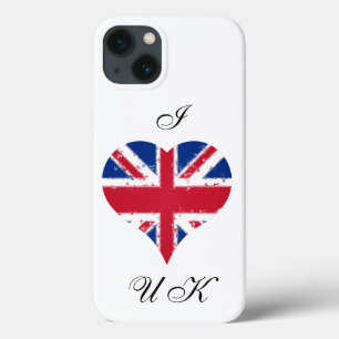 Iハート英グランジ国国旗 iPhone 13ケース