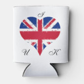 Iハート英国モダン国旗 缶クーラー (正面)