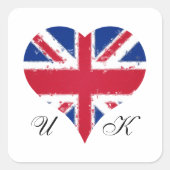 Iハート英素晴らしイギリス英国国旗 スクエアシール (正面)