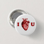 Iハート解剖ハート-白及び赤 缶バッジ (正面&裏面)