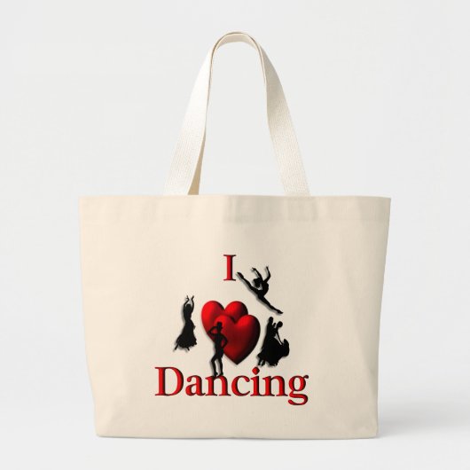 Iハート踊りラージトートバッグ ラージトートバッグ (正面)