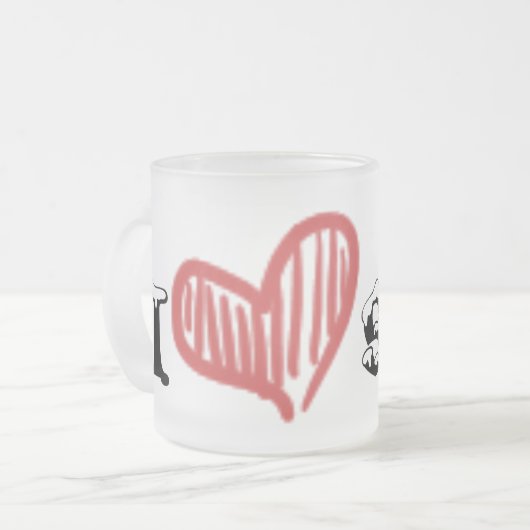 Iハート雪すり付きマグカップ フロストグラスマグカップ (正面左)