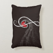 Iハート音楽トレブルクレフ、 音符記号ブラックホームデコール アクセントクッション (正面(垂直))