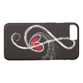 Iハート音楽ト音記号の赤いハートの黒 Case-Mate iPhoneケース (裏面(横))