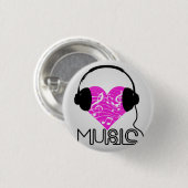 Iハート音楽円形ボタン 缶バッジ (正面&裏面)