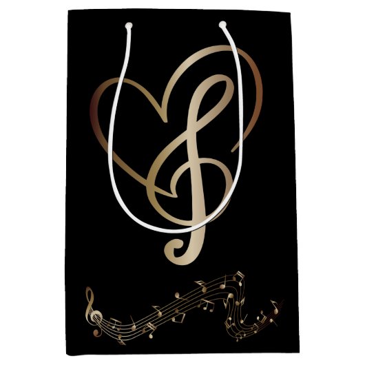 Iハート音楽抱き枕-ハート音楽ノート ミディアムペーパーバッグ (正面)