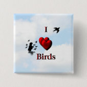 Iハート食べ物を与えの鳥 缶バッジ (正面)
