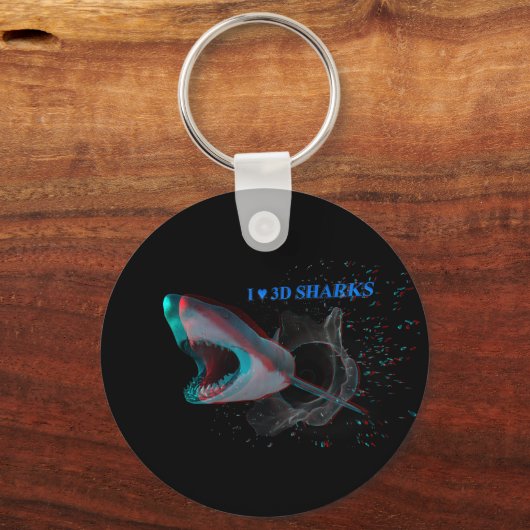 Iハート3Dサメ キーホルダー (正面)