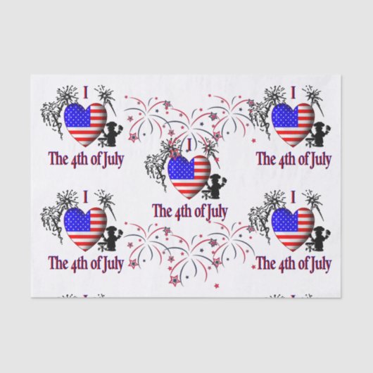 Iハート7月4日ティッシュペーパー 薄葉紙 (正面)