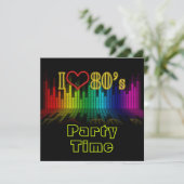 Iハート80sサウンドウェーブグラフィック誕生日 招待状 (スタンド正面)